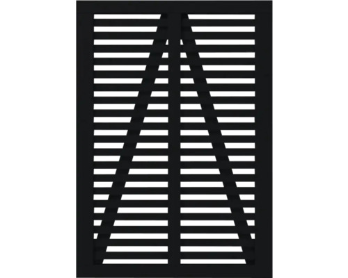 Holzfensterladen mit horizontalen Lamellen und diagonalen Verstrebungen