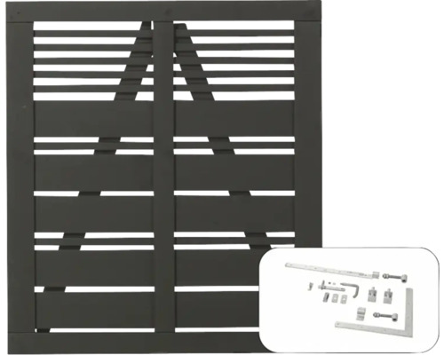Einzeltor PLUS Silence inkl. Beschläge 100 x 110 cm RAL 7022 grau Holzzauntor mit Beschlägen für den Garten