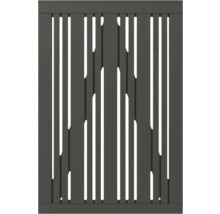 Sichtschutzelement aus Aluminium mit vertikalen Streben und Aussparungen