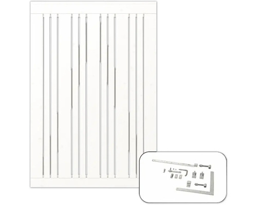 Einzeltor PLUS Tangent inkl. Beschläge 95 x 140 cm RAL 9010 weiß Holzzaun mit Beschlägen