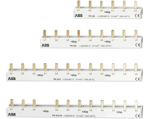 ABB PS3-2-1 Sammelschiene 3-Phasen 63A 690V 6-polig 3-phasig IP20 VE:1