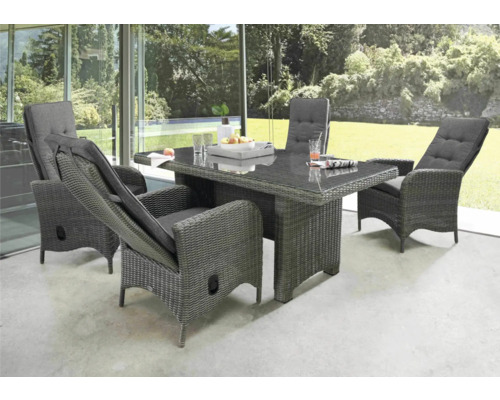 Gartenmöbelset Destiny Palma Luna grau 5-teilig bestehend aus: 4x Sessel und Tisch