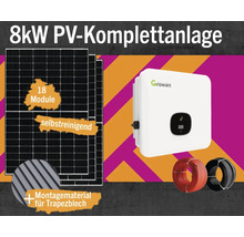 PV-Komplettanlage 8 kWp inkl. Hybrid-Wechselrichter + Zubehör für Trapezblechdach Solarmodul-Set PV-Modul Anzahl 18 Stück-thumb-0
