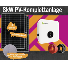 PV-Komplettanlage 8 kWp inkl. Hybrid-Wechselrichter + Zubehör für Bitumen Flachdach Solarmodul-Set Anzahl Module 18 Stück-thumb-0