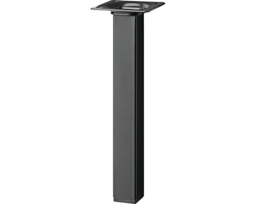 Tarrox Tischbein vierkant 25 x 25 x 200 mm, schwarz Tischbein aus Metall mit quadratischem Profil und Montageplatte