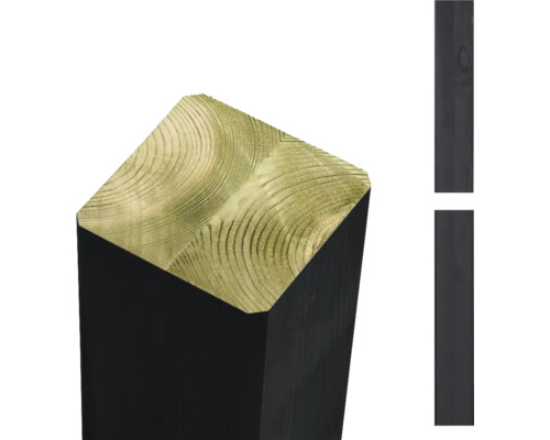 Pfosten PLUS verleimt, gerade 9 x 9 x 188 cm schwarz Holzpfosten, kesseldruckimprägniert