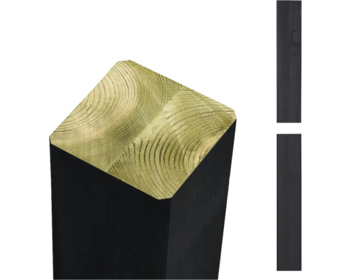 Pfosten PLUS verleimt, gerade 9 x 9 x 98 cm schwarz Holzpfosten für den Aussenbereich, imprägniert