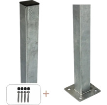 Metallpfosten-Set mit Pfostenkappe, Schrauben und Bodenplatte für Zaunbau