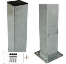 Zaunpfosten aus Metall mit Schrauben und Pfostenkappe