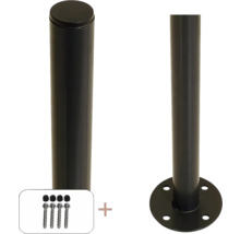 Pfosten mit Abdeckung, Fuß und Schrauben