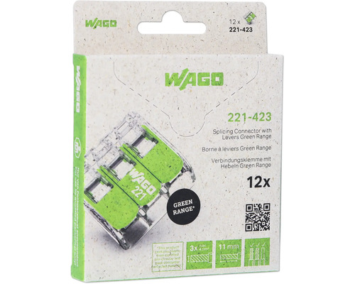 Wago 221-423 Verbindungsdosenklemme 4 mm² 3-Leiter Hebelklemme grün 12 Stück Wago 221-423 Verbindungsdosenklemme 4 mm² 3-Leiter Hebelklemme grün 12 Stück