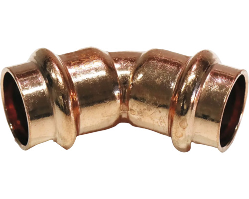 Pressfitting Bogen 45 ° Kupfer Presskontur V + M 22 x 22 mm DVGW für Kupferrohr Kupferfitting 90-Grad-Bogen für Sanitärinstallation
