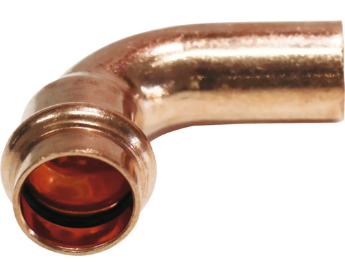 Kupferbogen mit Pressfitting, 90 Grad Winkel
