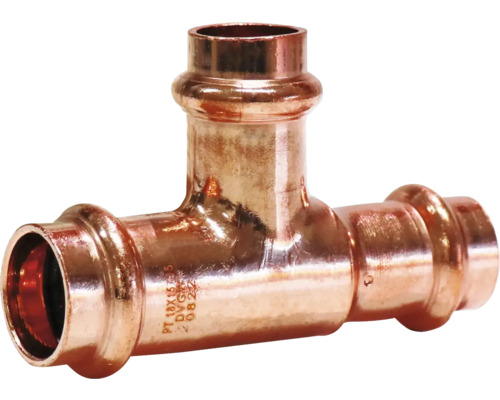 Pressfitting T-Stück Kupfer Presskontur V 12 x 12 x 12 mm DVGW für Kupferrohr T-Stück aus Kupfer für die Rohrinstallation