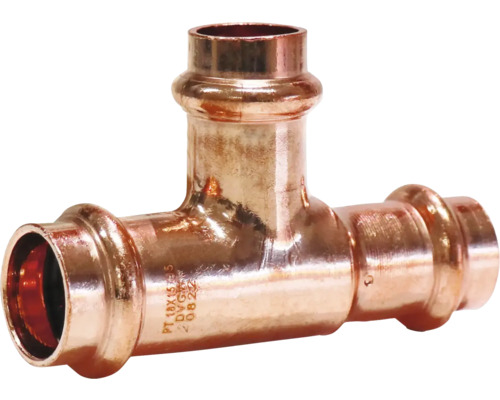 Pressfitting T-Stück Kupfer Presskontur V + M 54 x 28 x 54 mm DVGW für Kupferrohr T-Stück aus Kupfer für Sanitärinstallationen
