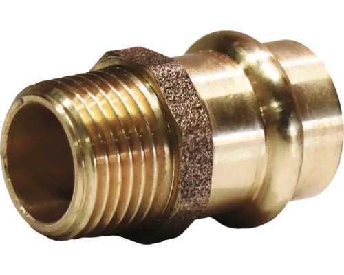 Pressfitting Übergangsnippel Rotguss Presskontur V + M 15 mm x 3/4 Zoll AG DVGW für Kupferrohr Messingfitting mit Gewinde und Pressanschluss