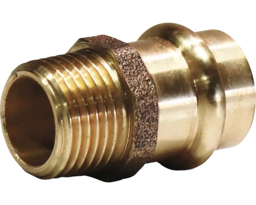 Pressfitting Übergangsnippel Rotguss Presskontur V + M 22 mm x 1/2" AG DVGW für Kupferrohr Messingfitting mit Außengewinde und Pressanschluss