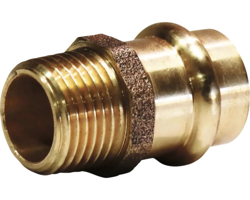 Pressfitting Übergangsnippel Rotguss Presskontur V + M 35 mm x 1 1/4 Zoll AG DVGW für Kupferrohr Messingfitting mit Gewinde und Pressanschluss