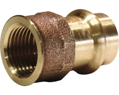 Pressfitting Übergangsmuffe Rotguss Presskontur V + M 42 mm x 1 1/2 Zoll IG DVGW für Kupferrohr Messingfitting mit Innengewinde für Sanitärinstallationen