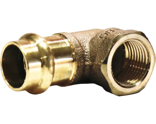 Pressfitting Winkel 90 ° Kupfer Presskontur V + M 15 mm x 1/2" IG DVGW für Kupferrohr Messing Winkelstück mit Pressanschluss und Innengewinde