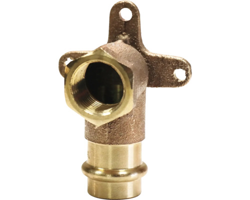 Pressfitting Wandscheibe 90 ° Kupfer Presskontur V + M 15 mm x 1/2 Zoll IG DVGW für Kupferrohr Pressfitting Winkel mit Befestigung