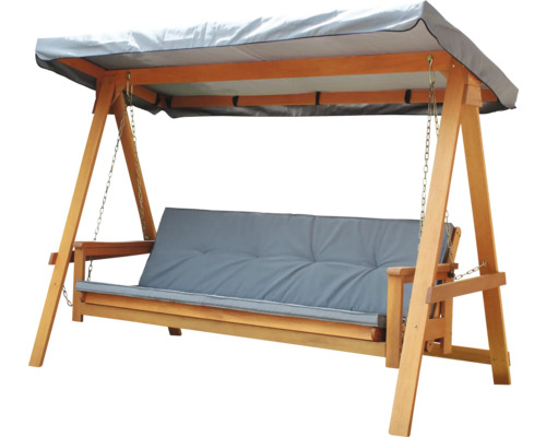 Hollywoodschaukel GARDEN PLACE Elin 117,5 cm x 235 cm x 178,5 cm grau aus geöltem Meraniholz, verstellbar, klappbar Hollywoodschaukel GARDEN PLACE Elin 117,5 cm x 235 cm x 178,5 cm grau aus geöltem Meraniholz, verstellbar, klappbar