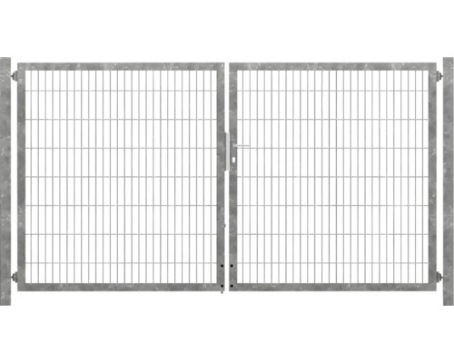 Premium-Doppeltor 400 x 160 cm 8/6/8 Rahmen 60x40 inkl. Pfosten zum Einbetonieren feuerverzinkt