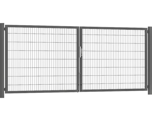 Premium-Doppeltor 400 x 160 cm 8/6/8 Rahmen 60x40 inkl. Pfosten zum Einbetonieren RAL 7016 anthrazit