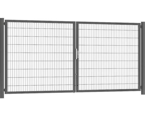 Premium-Doppeltor 400 x 180 cm 8/6/8 Rahmen 60x40 inkl. Pfosten zum Einbetonieren RAL 7016 anthrazit