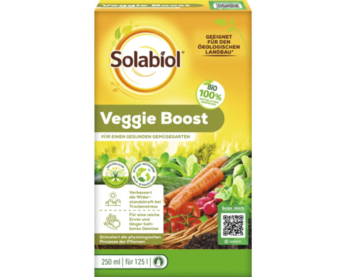 Pflanzenstärkung Solabiol Veggie Boost 250 ml verbessert die Widerstandskraft bei Trockenstress, geeignet für ökologischen Landbau