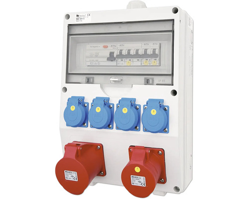 Wandverteiler IP54 1x CEE 32A ungesichert 1xCEE 16A 400V 1 LS C-16A 3-Polig Elektroverteilerkasten mit Sicherungen und Steckdosen