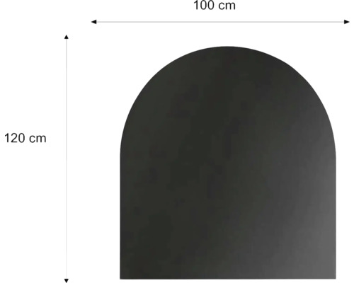 Funkenschutzplatte Stahl 120 x 100 cm halbrund schwarz