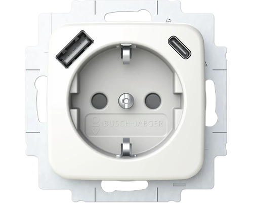 Busch-Jaeger 20 EUCB2USBAC-214 USB-Steckdose Safety+ mit USB A/C Reflex SI alpinweiß Busch-Jaeger Steckdose mit USB-A- und USB-C-Anschluss