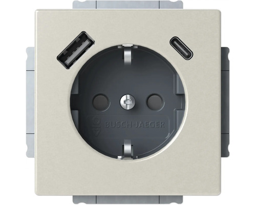 Busch-Jaeger 20 EUCB2USBAC-866 USB-Steckdose Safety+ mit USB A/C Pur edelstahl Steckdose mit USB-A- und USB-C-Anschluss von Busch-Jaeger