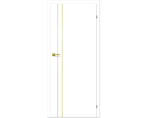 Pertura Zimmertür Anea 02 Dekor Weiß 73,5x198,5 cm Rechts ohne Schlüssellochbohrung Zimmertür mit Beschlägen und Zierlinien