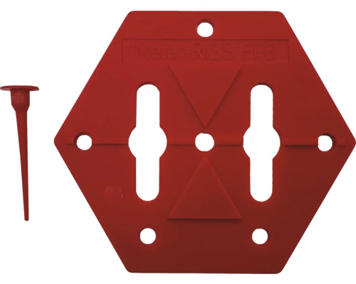 Meterriss Plakette Maurerlob 80x70 mm selbstklebend rot 100 Stück Meter-RISS FFB Messplättchen mit Nagel