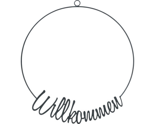 Dekorativer Metallring mit der Aufschrift Willkommen zum Aufhängen