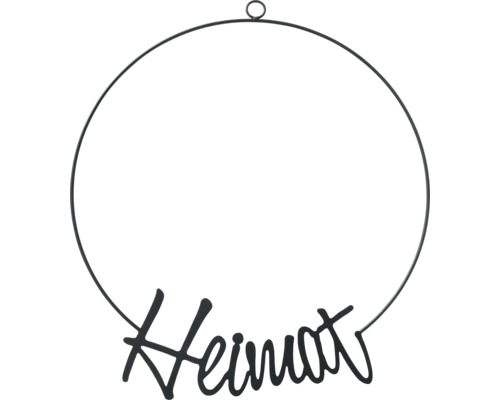 Dekorativer Metallring mit dem Schriftzug Heimat zum Aufhängen