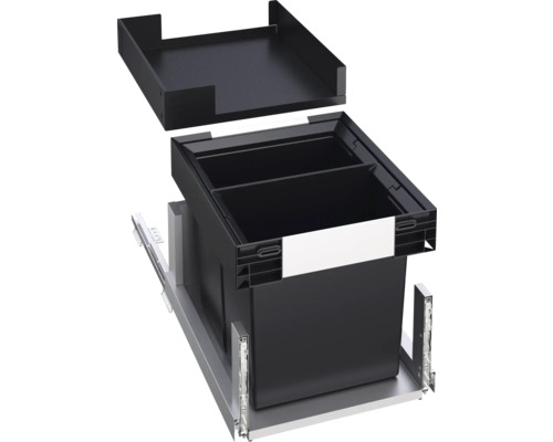 BLANCO Einbaumülleimer SELECT II 40/2 Combi Anzahl Fächer 2 13 Liter schwarz 527854 Abfalltrennsystem mit Auszug für Unterschränke