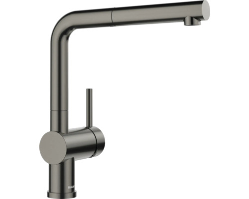 Blanco Küchenarmatur mit Handbrause LINUS-S satin dark steel satiniert 527733 Küchenarmatur mit hohem Auslauf