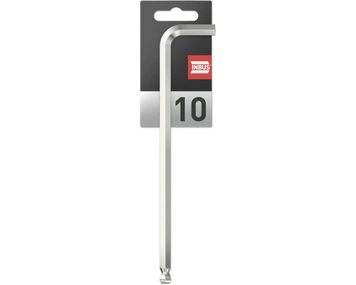 INBUS® 71574 Winkelschraubendreher (extra lang) 10mm, mit Kugelkopf — Made in Germany Inbus Logo, Innensechskantschlüssel Größe 10