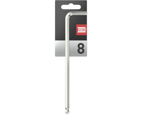 INBUS® 71567 Winkelschraubendreher (extra lang) 8mm, mit Kugelkopf — Made in Germany Inbus-Schlüssel Größe 8