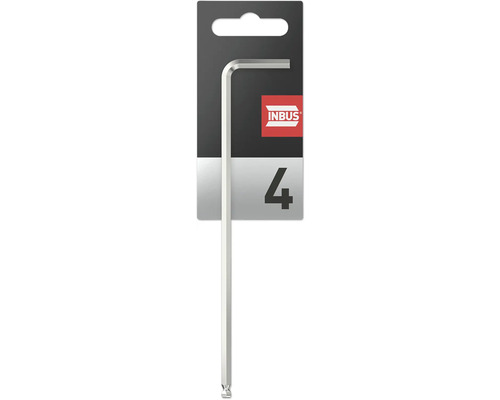 INBUS® 71512 Winkelschraubendreher (extra lang) 4mm, mit Kugelkopf — Made in Germany Inbus Schraubendreher Größe 4 mit Kugelkopf