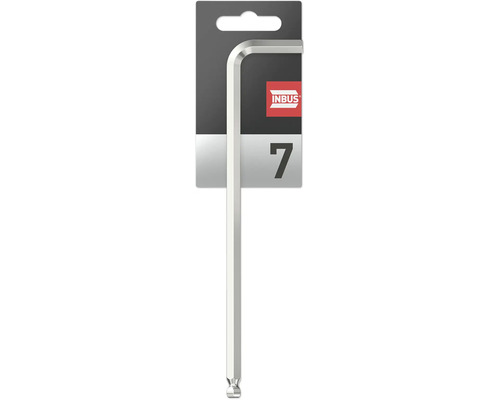 INBUS® 71550 Winkelschraubendreher (extra lang) 7mm, mit Kugelkopf — Made in Germany Inbus-Winkelschlüssel Größe 7