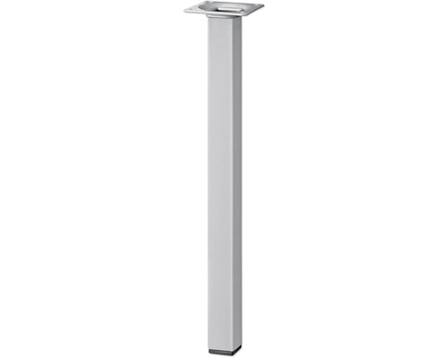 Tarrox Tischbein vierkant 25 x 25 x 400 mm, silber Tischbein aus Metall mit quadratischem Profil und Montageplatte
