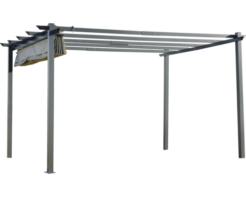 Freistehende Metallpergola mit ausziehbarer Seitenmarkise