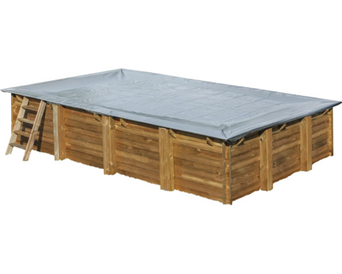 Holzpool mit Abdeckung und Leiter