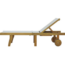 Sonnenliege GARDEN PLACE Linda 195 x 63 x 40 cm natur aus robustem Akazienholz, Rückenlehne verstellbar, Klappfunktion für platzsparende Lagerung, mit Rollen, inkl. ausziehbarer Beistelltisch