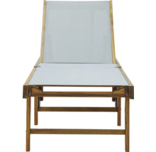 Sonnenliege GARDEN PLACE Linda 195 x 63 x 40 cm natur aus robustem Akazienholz, Rückenlehne verstellbar, Klappfunktion für platzsparende Lagerung, mit Rollen, inkl. ausziehbarer Beistelltisch
