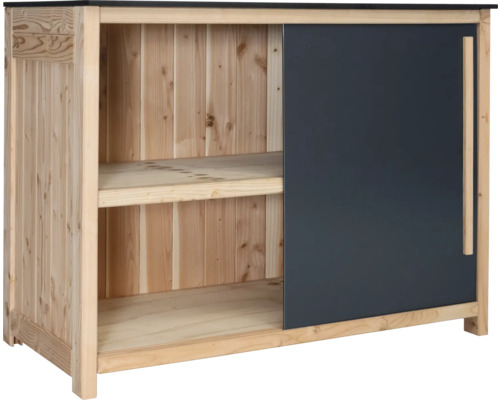 Gartenschrank/Outdoorküche Konsta Typ 603 Douglasie Eckmodul einseitige Schiebetür rechts 120 x 58 x 92 cm HPL anthrazit